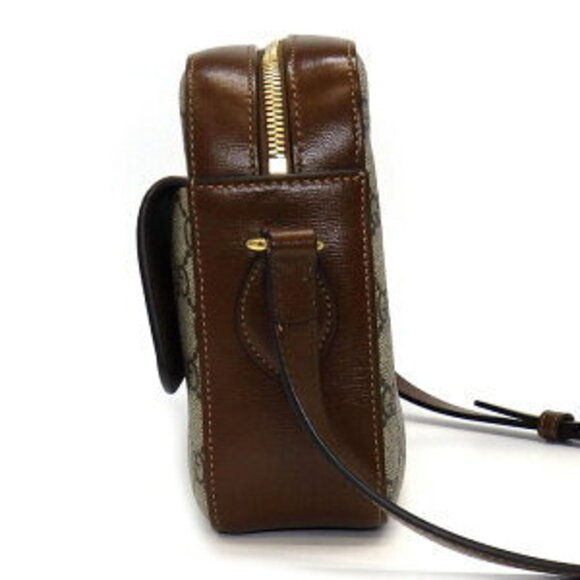 Gucci Horsebit Shoulder Bag Beige Ebony GG Supreme Canvas Leather - Picture 3 of 10